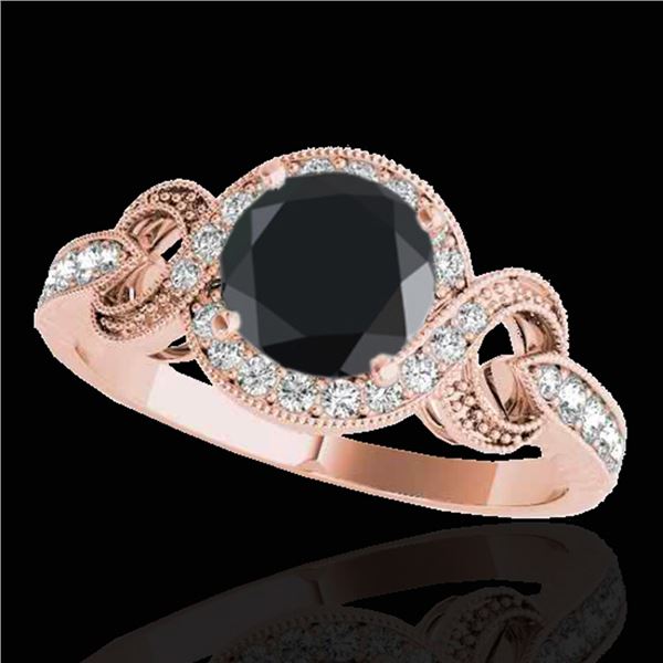 1.33 ctw Certified VS Black Diamond Solitaire Halo Ring 10k Rose Gold - REF-47Y5X