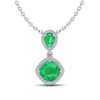 Image 1 : 3.50 ctw Emerald & Micro VS/SI Diamond Necklace Designer 10k White Gold - REF-55M2G