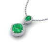 Image 2 : 3.50 ctw Emerald & Micro VS/SI Diamond Necklace Designer 10k White Gold - REF-55M2G