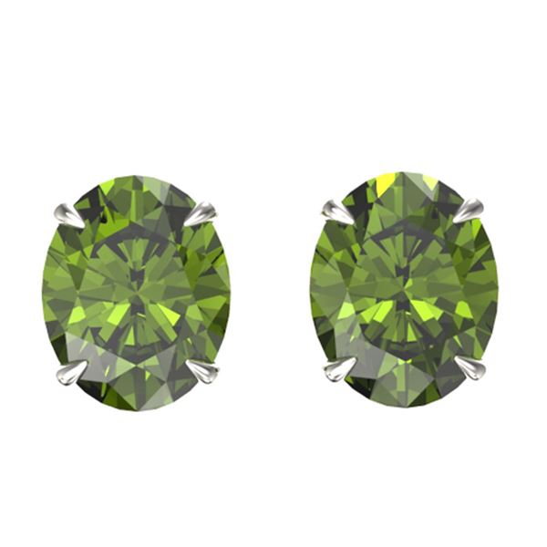 6 ctw Green Tourmaline Designer Stud Earrings 18k White Gold - REF-47K5Y