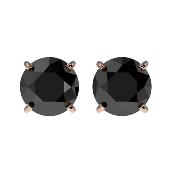 1.50 ctw Fancy Black Diamond Solitaire Stud Earrings 10k Rose Gold - REF-31F3M