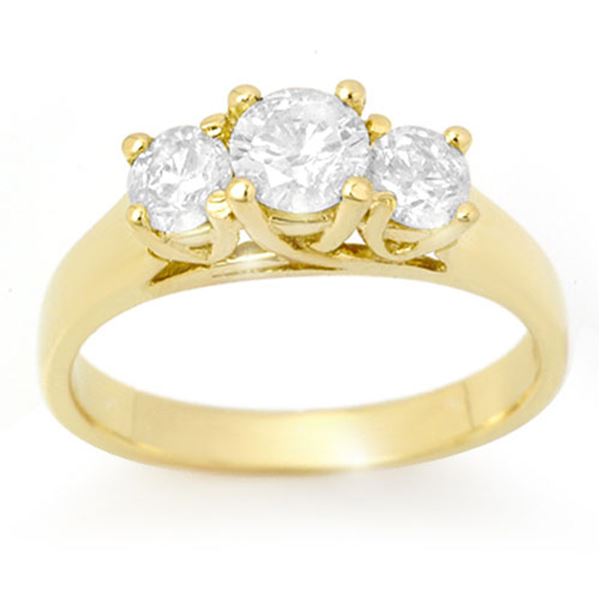 0.75 ctw Certified VS/SI Diamond 3 Stone Ring 14k Yellow Gold - REF-108Y4X