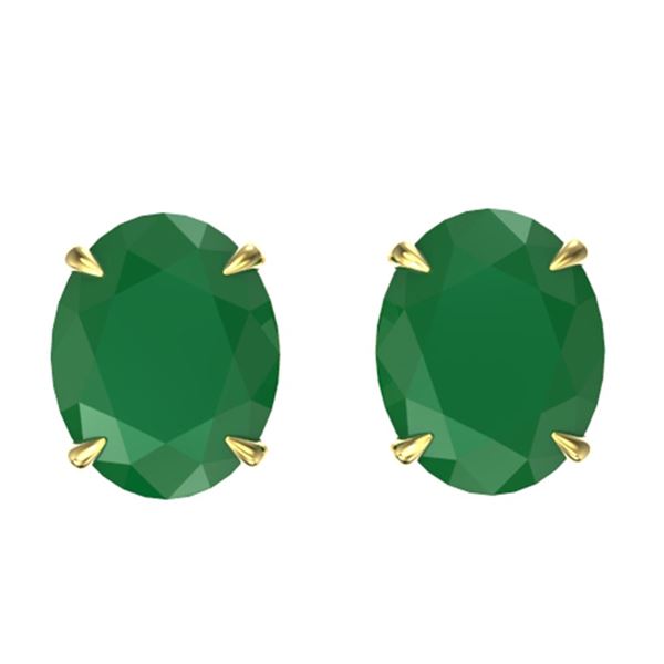 7 ctw Emerald Designer Stud Earrings 18k Yellow Gold - REF-55R2K