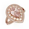 Image 1 : 4.22 ctw Certified Morganite & Diamond Victorian Ring 14K Rose Gold - REF-195H6R