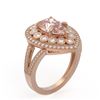 Image 2 : 4.22 ctw Certified Morganite & Diamond Victorian Ring 14K Rose Gold - REF-195H6R