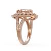 Image 3 : 4.22 ctw Certified Morganite & Diamond Victorian Ring 14K Rose Gold - REF-195H6R