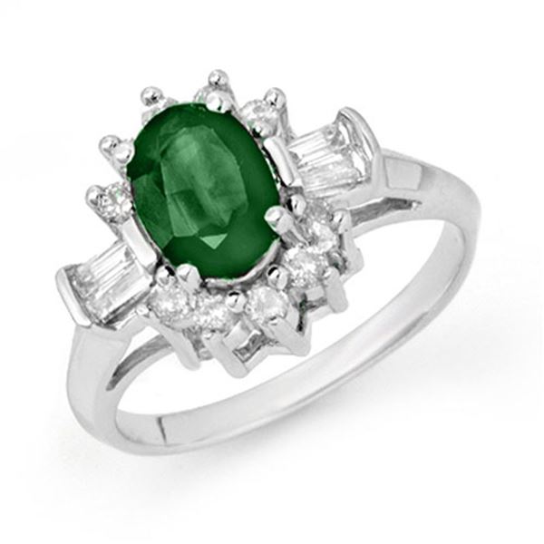 1.98 ctw Emerald & Diamond Ring 14k White Gold - REF-52R3K