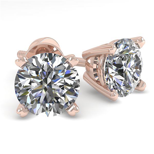 1.0 ctw VS/SI Diamond Stud Designer Earrings 14k Rose Gold - REF-97A2N