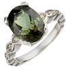 Image 1 : 4.25 ctw Green Tourmaline & Diamond Ring 10k White Gold - REF-52M3G