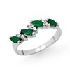 Image 1 : 0.61 ctw Emerald & Diamond Ring 10k White Gold - REF-16H6R