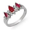 Image 1 : 1.0 ctw Ruby & Diamond Ring 10k White Gold - REF-19M3G