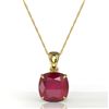 Image 2 : 6 Cushion Cut Ruby Designer Solitaire Necklace 18k Yellow Gold - REF-49W3H