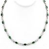 Image 1 : 7.02 ctw Emerald & Diamond Necklace 10k White Gold - REF-89H3R