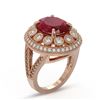 Image 2 : 8.76 ctw Certified Ruby & Diamond Victorian Ring 14K Rose Gold - REF-207F3M