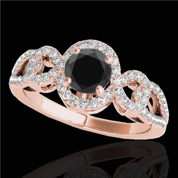 1.38 ctw Certified VS Black Diamond Solitaire Halo Ring 10k Rose Gold - REF-52H6R