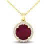 Image 2 : 2 ctw Ruby & Halo VS/SI Diamond Micro Pave Necklace 18k Yellow Gold - REF-34M4G