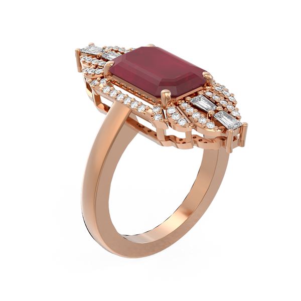 6.52 ctw Ruby & Diamond Ring 18K Rose Gold - REF-178R2K