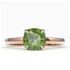 Image 1 : 2 ctw Cushion Cut Green Tourmaline Solitaire Engagment Ring 14k Rose Gold - REF-22X8A