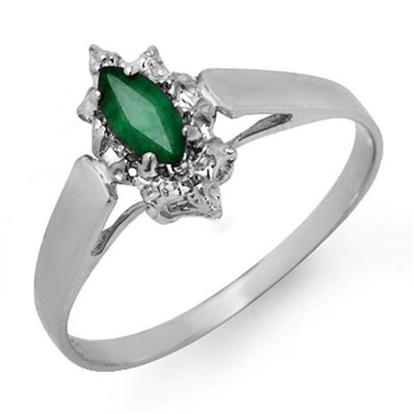 0.25 ctw Emerald Ring 18k White Gold - REF-14M2G