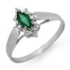 Image 1 : 0.25 ctw Emerald Ring 18k White Gold - REF-14M2G