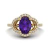 Image 1 : 2 ctw Amethyst & Micro Pave VS/SI Diamond Certified Ring 10k Yellow Gold - REF-30G8W