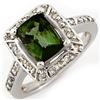 Image 1 : 2.40 ctw Green Tourmaline & Diamond Ring 14k White Gold - REF-50W2H