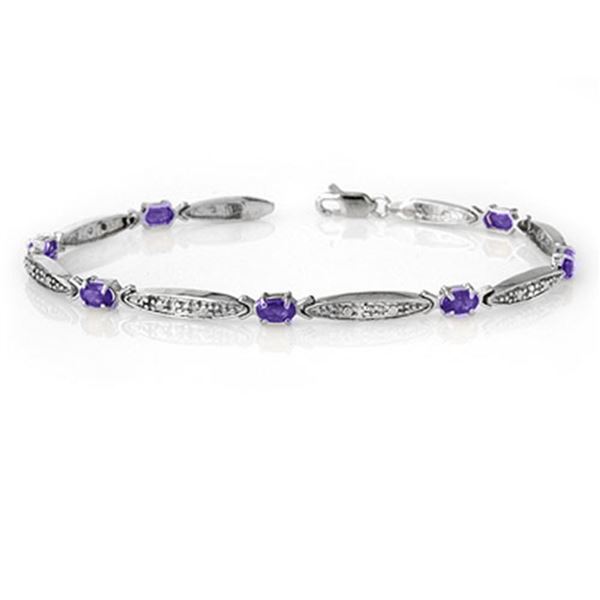 1.82 ctw Tanzanite & Diamond Bracelet 10k White Gold - REF-36Y6X