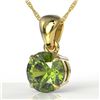 Image 1 : 2 ctw Green Tourmaline Designer Solitaire Necklace 18k Yellow Gold - REF-34F3M