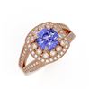 Image 1 : 2.74 ctw Certified Tanzanite & Diamond Victorian Ring 14K Rose Gold - REF-101H8R