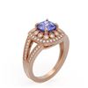 Image 2 : 2.74 ctw Certified Tanzanite & Diamond Victorian Ring 14K Rose Gold - REF-101H8R