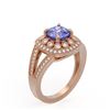 Image 2 : 2.74 ctw Certified Tanzanite & Diamond Victorian Ring 14K Rose Gold - REF-101H8R