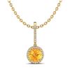 Image 2 : 2 ctw Citrine & Micro Pave VS/SI Diamond Necklace 18k Yellow Gold - REF-42G4W