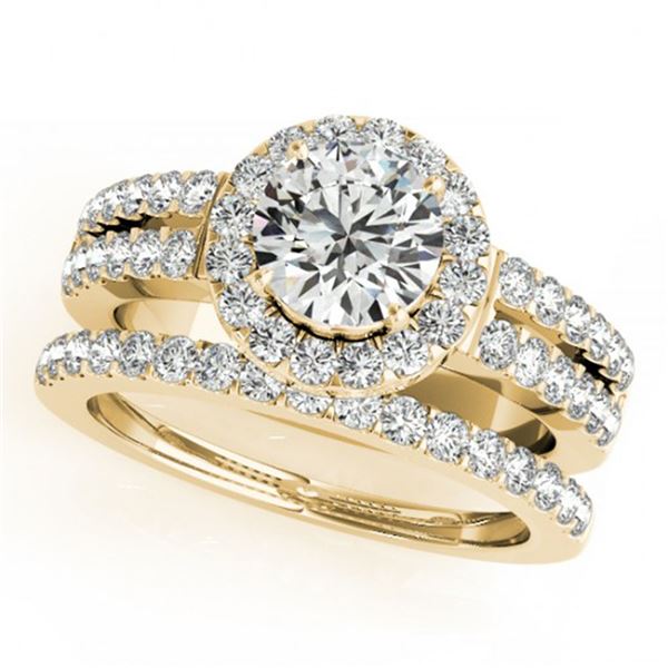 1 ctw Certified VS/SI Diamond 2pc Wedding Set Halo 14k Yellow Gold - REF-113F2M