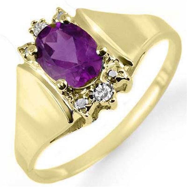 0.78 ctw Amethyst & Diamond Ring 10k Yellow Gold - REF-10F8M