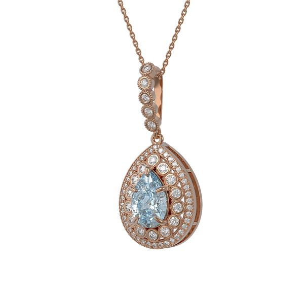 3.77 ctw Aquamarine & Diamond Victorian Necklace 14K Rose Gold - REF-160G2W