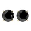 Image 1 : 2 ctw Fancy Black Diamond Solitaire Stud Earrings 10k Yellow Gold - REF-35W6H