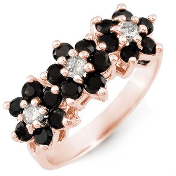 1.25 ctw VS Certified Black & White Diamond Ring 18k Rose Gold - REF-73A6N