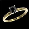 Image 2 : 0.50 ctw Fancy Black Diamond Solitaire Engagment Ring 10k Yellow Gold - REF-19F2M