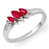 Image 1 : 0.29 ctw Ruby & Diamond Ring 18k White Gold - REF-23K9Y