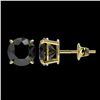 Image 2 : 2.09 ctw Fancy Black Diamond Solitaire Stud Earrings 10k Yellow Gold - REF-35M6G