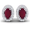 Image 1 : 1.02 ctw Ruby & Micro Pave VS/SI Diamond Earrings 18k White Gold - REF-24M5G