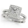 Image 1 : 1.01 ctw Certified VS/SI Princess Diamond 2pc Set Halo 14k White Gold - REF-111W8H