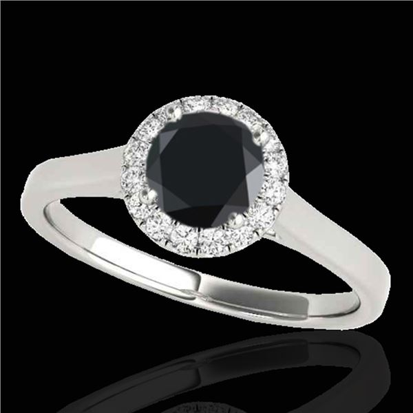 1.11 ctw Certified VS Black Diamond Solitaire Halo Ring 10k White Gold - REF-39G5W