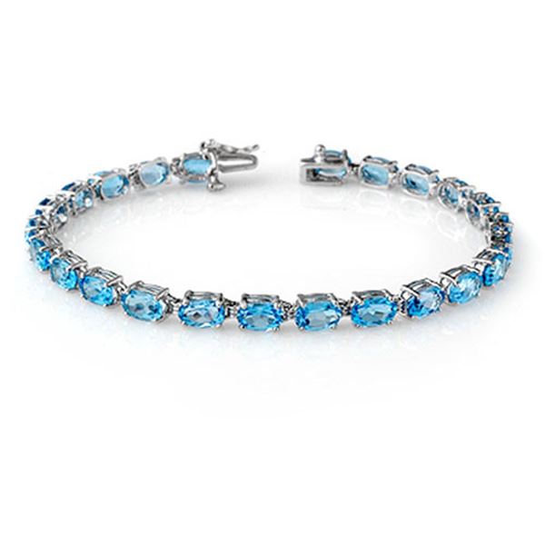 12.90 ctw Blue Topaz Bracelet 10k White Gold - REF-37Y2X