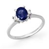 Image 1 : 1.04 ctw Blue Sapphire & Diamond Ring 10k White Gold - REF-23M9G