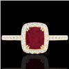 Image 1 : 1.25 ctw Ruby & Micro Pave VS/SI Diamond Certified Ring 10k Yellow Gold - REF-30A8N