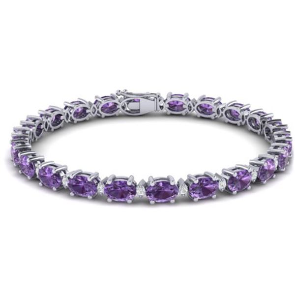 19.7 ctw Amethyst & VS/SI Diamond Eternity Bracelet 10k White Gold - REF-104H2R