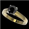 Image 1 : 1.25 ctw Fancy Black Diamond Solitaire Engagment Ring 10k Yellow Gold - REF-26A6N