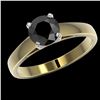 Image 2 : 1.25 ctw Fancy Black Diamond Solitaire Engagment Ring 10k Yellow Gold - REF-26A6N