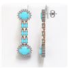 Image 2 : 9.94 ctw Turquoise & Diamond Earrings 14K Rose Gold - REF-172M5G